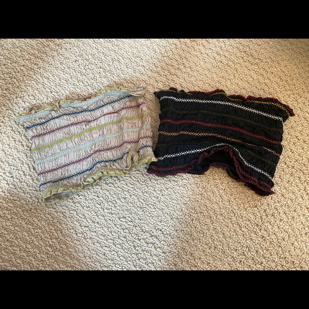 NWOT Free People Smocked Stretch Crop Tube Tops - Picture 2 of 6